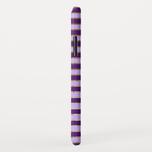 紫と金箔のモノグラムストライプパターン Case-Mate iPhoneケース (裏面/右)