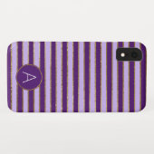 紫と金箔のモノグラムストライプパターン Case-Mate iPhoneケース (裏面(横))
