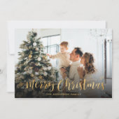 紫と金箔メリークリスマスフォトカード シーズンカード (正面)