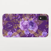 紫と金箔モノグラム花柄 Case-Mate iPhoneケース (裏面(横))