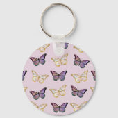 紫と金色の蝶 キーホルダー (正面)