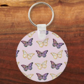 紫と金色の蝶 キーホルダー (正面)