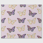 紫と金色の蝶 ラッピングペーパー (フラット)