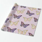 紫と金色の蝶 ラッピングペーパー (アンロールド)