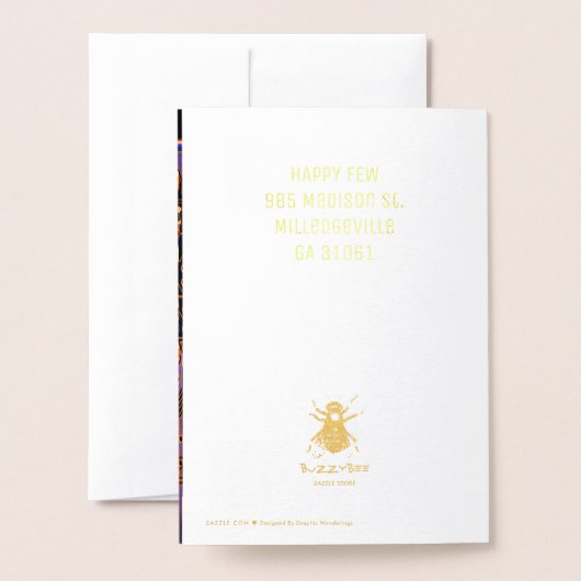 紫と金色のPCB基板 電子回路のプリント基板 箔カード (裏面封筒付き)