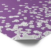 紫と銀きらめくグリッター結婚ズ ポスター (角)