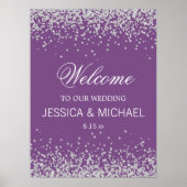 紫と銀きらめくグリッター結婚ズ ポスター (正面)