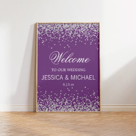 紫と銀きらめくグリッター結婚ズ ポスター