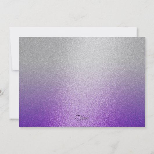 紫と銀とスノーフレーク冬の誕生日 招待状 (裏面)