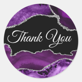紫と銀のアガテありがとう ラウンドシール