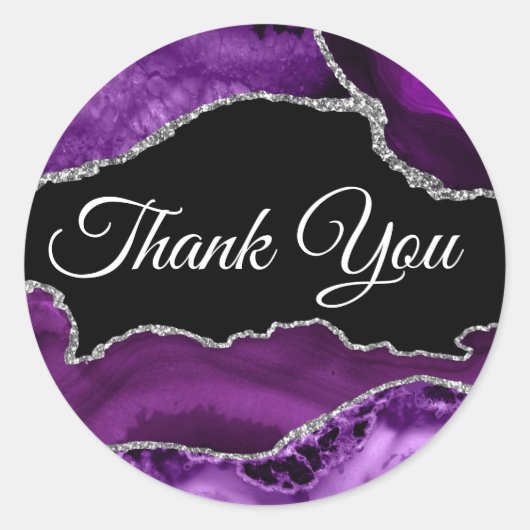 紫と銀のアガテありがとう ラウンドシール (正面)