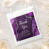 紫と銀のアガテ結婚の感謝 フェイバーバッグ (クリップ留めされた状態)