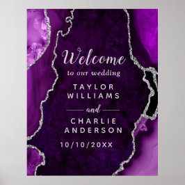 紫と銀のアガテ結婚の歓迎 ポスター