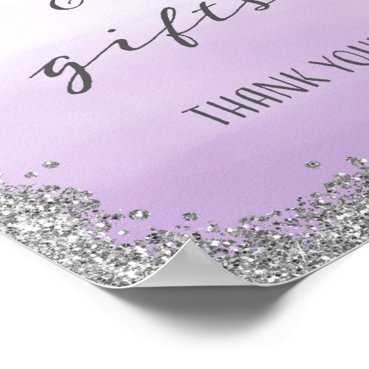 紫と銀のカードとギフト結婚のポスター ポスター (角)