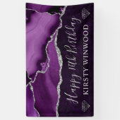 紫と銀のグリッターアガテマーブルスウィート16 横断幕 (縦)