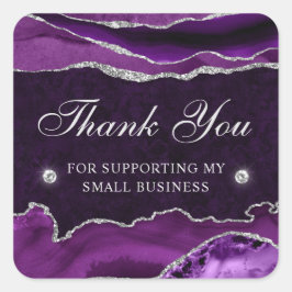 紫と銀のグリッターアゲイト小規模企業 スクエアシール