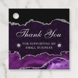 紫と銀のグリッターアゲイト小規模企業 フェイバータグ