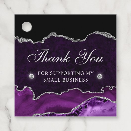 紫と銀のグリッターアゲイト小規模企業 フェイバータグ (正面)