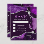 紫と銀のグリッターアゲートスイート16 出欠カード (正面/裏面)