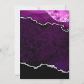 紫と銀のグリッターアゲートマーブル結婚ズ 招待状 (裏面)