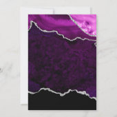 紫と銀のグリッターアゲート結婚大理石ズ 招待状 (裏面)