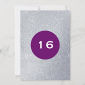 紫と銀のグリッターサプライズパーティー誕生日 招待状 (裏面)