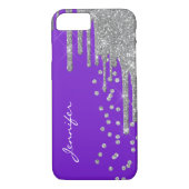 紫と銀のグリッタードリップスiPhone 8ケース Case-Mate iPhoneケース (裏面)