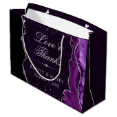 紫と銀のグリッター大理石アゲ結婚ート ラージペーパーバッグ (裏面アングル)