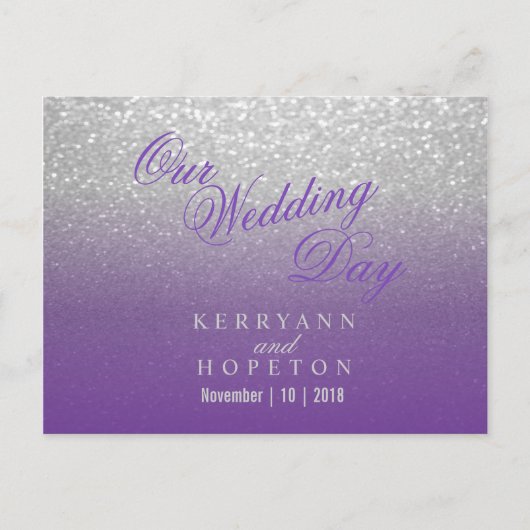 紫と銀のグリッター- RSVP ポストカード (正面)