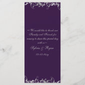 紫と銀のグレー結婚のメニューカード メニュー (裏面)