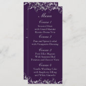 紫と銀のグレー結婚のメニューカード メニュー (正面/裏面)