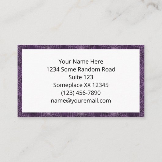 紫と銀のスパイダーウェブゴシック様式 名刺 (裏面)