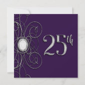 紫と銀のダイヤモンド 25 25歳の誕生日パーティー 招待状 (裏面)