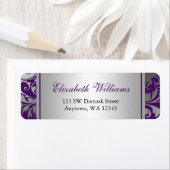 紫と銀のダマスクスワーズ差出人住所 ラベル (インサイチュ)