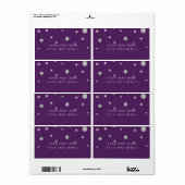 紫と銀のドットモダンパーティーパッケージラベル ラベル (フルシート)