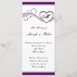 紫と銀のハートモノグラム結婚式 プログラム