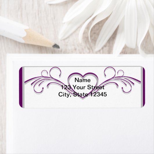 紫と銀のハート ラベル (インサイチュ)