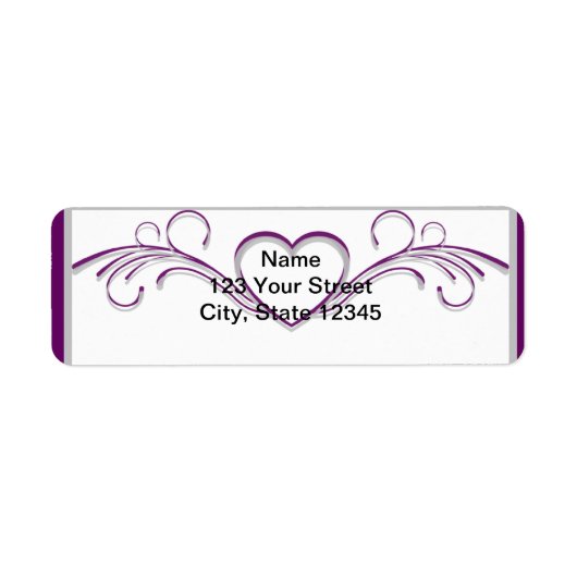 紫と銀のハート ラベル (正面)