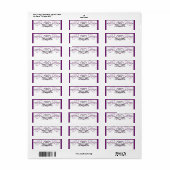 紫と銀のハート ラベル (フルシート)