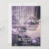 紫と銀のバウブルクリスマスパーティー 招待状 (正面)