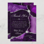 紫と銀のフェイクグリッターアゲイト甘い16 サンキューカード (正面/裏面)