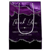 紫と銀のフェイクグリッターアゲイト甘い16 ミディアムペーパーバッグ (裏面)