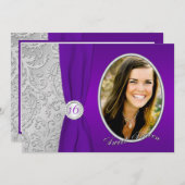 紫と銀のフォトSweet sixteen招待状 招待状 (正面/裏面)