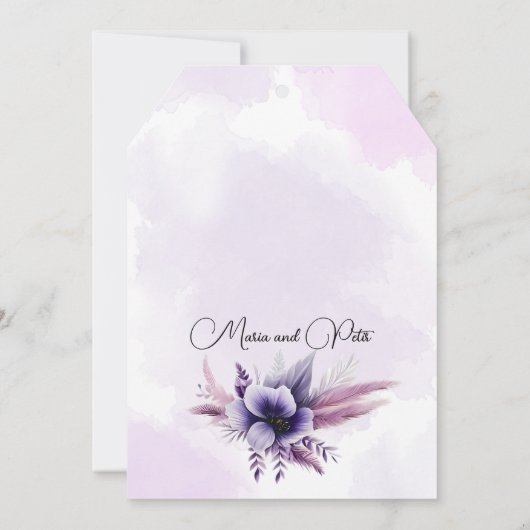 紫と銀のフローラにアクセントを付けた サンキューカード (裏面)