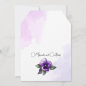 紫と銀のフローラをテーマにしたアイボリー サンキューカード (裏面)