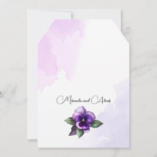 紫と銀のフローラをテーマにしたアイボリー サンキューカード (裏面)