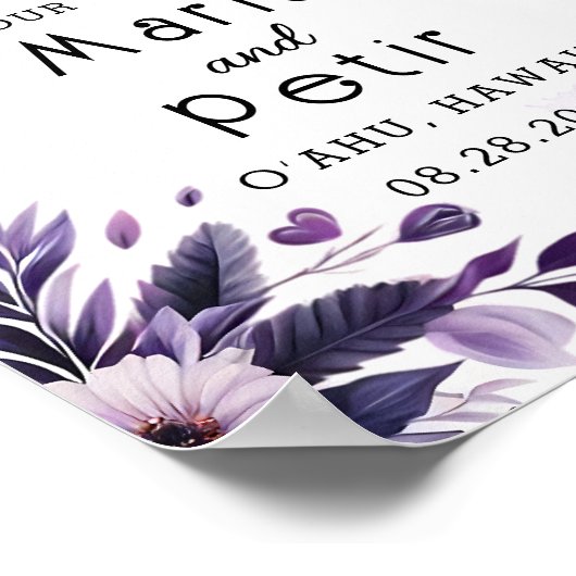 紫と銀のフローラアクセントアイボリーへようこそ ポスター (角)