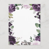 紫と銀のフローラエレガントホワイト結婚ズ エンクロージャーカード (裏面)