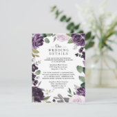 紫と銀のフローラエレガントホワイト結婚ズ エンクロージャーカード (スタンド正面)
