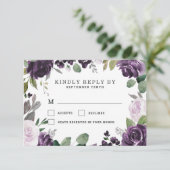 紫と銀のフローラエレガントホワイト結婚ズ 出欠カード (スタンド正面)